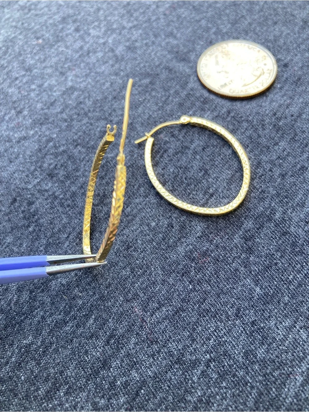 Gold-Tone Textured Hoop Earrings - Picture 1 of 2